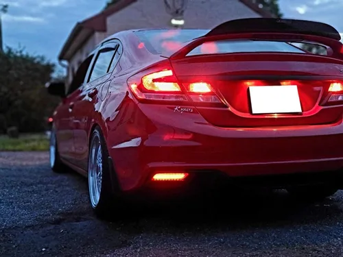 Vista 4 de iJDMTOY Lentes rojas 60-SMD LED Reflector de parachoques compatibles con Honda Civic Sedan 2013-2015, funciona como faros antiniebla traseros