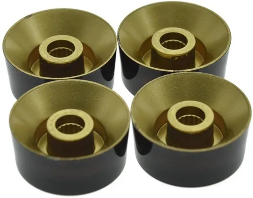 Vista 3 de KAISH Juego de 4 perillas de control de velocidad de guitarra de color ámbar, compatible con guitarra LP