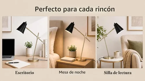 Vista 6 de HarvestLand HaloBar Black Mordern Lámpara de escritorio Lámpara de lectura para oficina en casa Negro