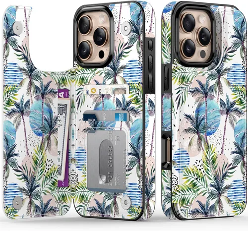 Vista 71 de LETO para iPhone 15 Pro Funda tipo cartera - Tapa tipo folio con patada - Diseños de moda - Tarjetero - Funda protectora para mujeres y niñas - 6.1