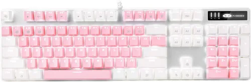 Vista 15 de MageGee - Teclado mecánico para juegos, nuevo teclado retroiluminado de 104 teclas con interruptores azules, teclado mecánico USB con cable