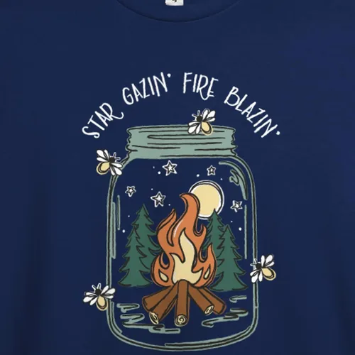 Vista 2 de B Wear Sportswear Camp Mason Jar Linda camisa de camping Star Gazing Fire Blazing para mujer