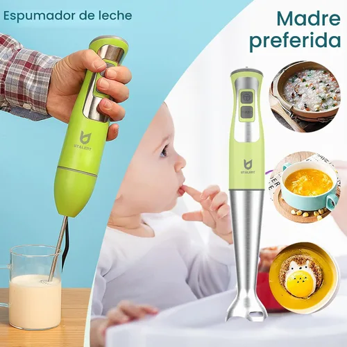 Vista 4 de Batidora de mano de inmersión, UTALENT 3 en 1, 8 velocidades, con espumador de leche, batidor de huevos para espuma de café, puré para bebés