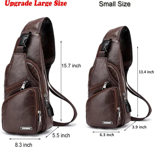 Vista 2 de Seoky Rop Bolso bandolera para hombre con puerto de carga USB