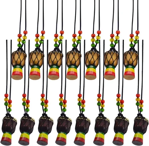 Vista 6 de 10 collares de instrumentos de madera clásicos de tambor Djembe mini colgante africano tambor bongos percusión joyería collar tambores para adultos
