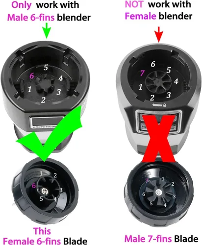 Vista 2 de Cuchilla de repuesto para licuadora hembra de 6 aletas y vasos de 24 onzas compatibles con licuadoras Ninja Auto iQ.