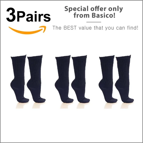 Vista 2 de Paquete de 6 calcetines holgados para mujer, color rosa, beige, azul marino, blanco, negro, calcetines de los años 80 y 90