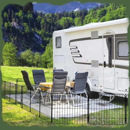 Vista 2 de Yaheetech Corralito expandible para perros, 8 paneles de 20 pulgadas con puerta para interiores y exteriores, cerca para mascotas para perros