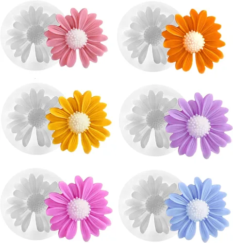 Vista 10 de 4 moldes de velas de flores de rosas, moldes de silicona para hacer velas, molde decorativo en forma de flores 3D para fondant jabón, pastel