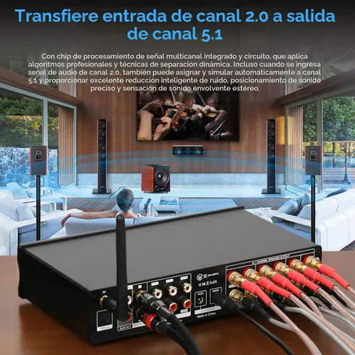 Vista 2 de Nobsound Amplificador Bluetooth de 5.1 canales HiFi Amplificador estéreo de cine en casa amplificador de subwoofer