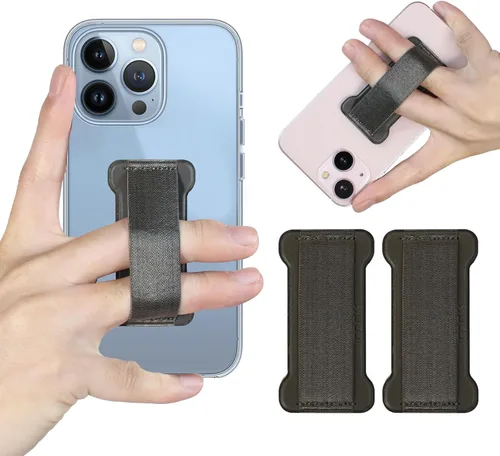 Vista 22 de Soporte de agarre para teléfono de mano, soporte universal para teléfono con correa para dedo, agarre para selfie compatible con la mayoría de 3