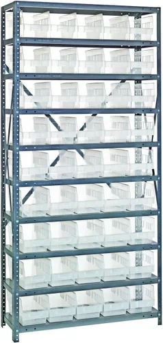 Vista 163 de Quantum QSBU-245BK Heavy Duty Shelving Unit with (7) Shelves and (24) QUS245 Black Bins for Garage Warehouse Storage Distribution 400 lb Load
