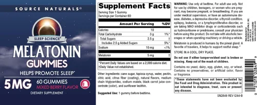 Vista 4 de Source Naturals Sleep Science Melatonina, 5 mg - 60 gomitas