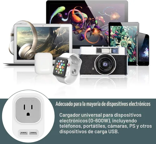 Vista 5 de Mapambo Convertidor de voltaje de Estados Unidos a Europa Viajes: Adaptador de viaje universal internacional con carga rápida 2 USB-A 2 puertos