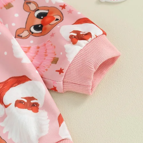 Vista 6 de Kayotuas Traje de Navidad para bebé niña, sudadera de gran tamaño, mameluco de Navidad occidental, ropa de bebé