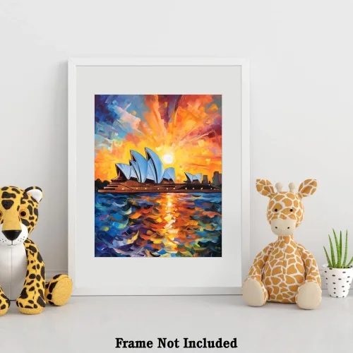 Vista 4 de Bestbuddy Pet 11X14 noche estrellada sin marco Ópera de Sydney Australia Skyline Landmark World Travel pintura al óleo impresión artística póster