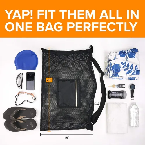 Vista 2 de Fitdom Bolsa grande de malla con cordón para nadar. Lo mejor para natación, gimnasio y playa