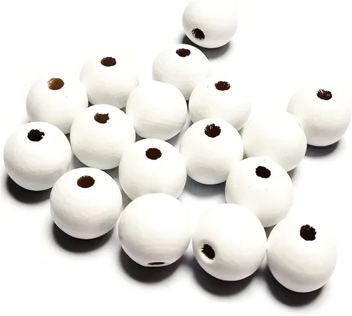 Vista 16 de 150 cuentas de madera negras de 0.630 in, cuentas de madera redondas sin terminar para manualidades, guirnaldas de decoración de granja, joyería