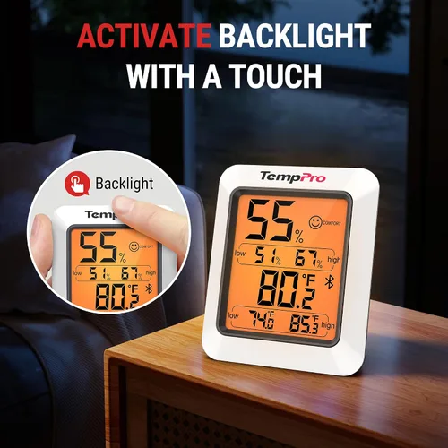 Vista 6 de TempPro TempAir - Termómetro higrómetro Bluetooth para invernadero de hasta 260 pies Room Indoor Thermometer Humidity Monitor, Humidity Meter