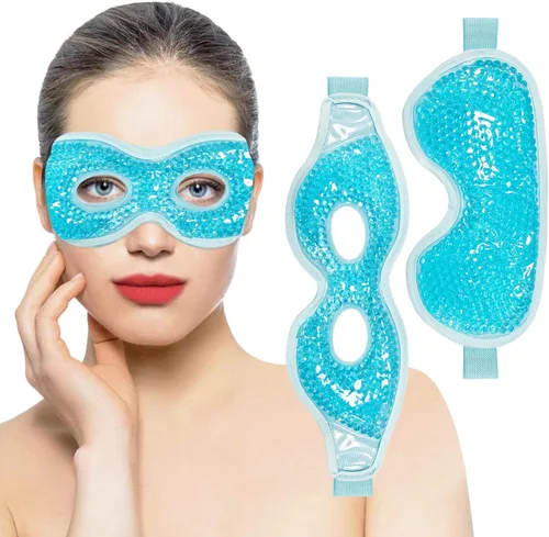 Vista 11 de Mascarilla de gel refrescante con agujeros, 2 paquetes de ojos fríos para ojos hinchados e hinchazón, paquete de gel de calor reutilizable