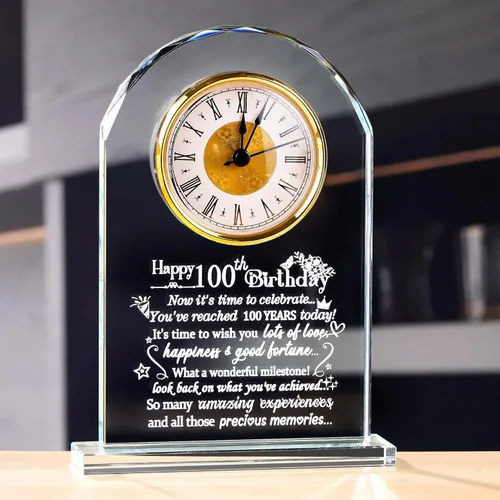 Vista 12 de Ornalrist Reloj de cristal de feliz cumpleaños 70 para mujeres, hombres, recuerdo de cumpleaños de 70 años para mamá, papá, padres, decoración