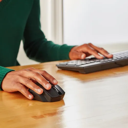 Vista 8 de Amazon Basics Ratón inalámbrico para computadora, ergonómico, óptico de 2,4 GHz, DPI ajustable, compatible con PC, Mac, portátil, negro