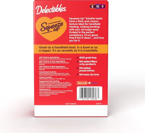 Vista 8 de Delectables Squeeze Up - Paquete variado de golosinas para gatos para lamer sin mariscos, 20 unidades (paquete de 1)