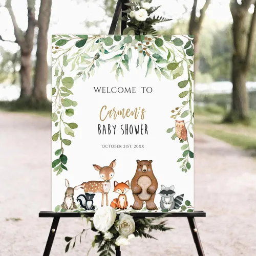 Vista 24 de Cartel de bienvenida personalizado para baby shower, cartel de bienvenida floral de niña, póster de bienvenida de rubor rosa Versión #1