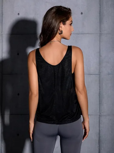 Vista 2 de SweatyRocks Camiseta sin mangas con cuello redondo y espalda cruzada para mujer
