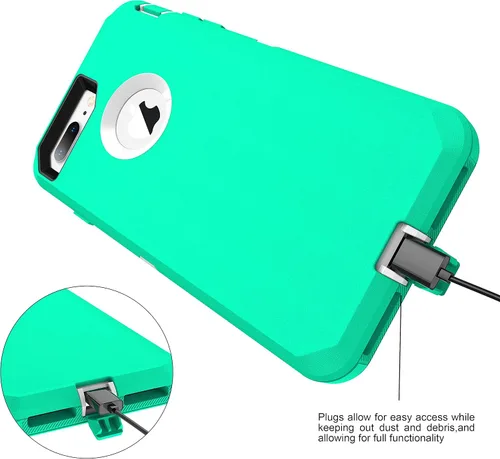 Vista 5 de Mgx Funda resistente para iPhone 8 Plus [protector de pantalla integrado] y funda de defensa de triple capa a prueba de golpes a prueba de caídas