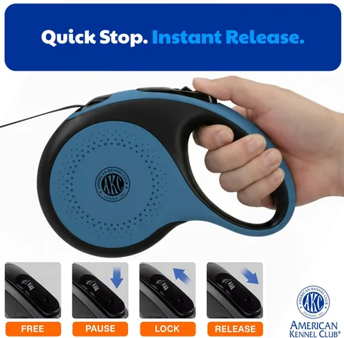 Vista 4 de American Kennel Club Correa retráctil resistente para perro, 16.4 pies, sin enredos, agarre ergonómico, freno de una mano, para perros medianos