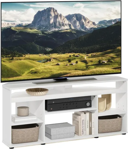 Vista 11 de Furinno Turn-N-Tube Centro de Entretenimiento Pequeño de 4 Niveles de Montaje Fácil / Soporte para TV / Unidad para TV / Escritorio para TV, Acero