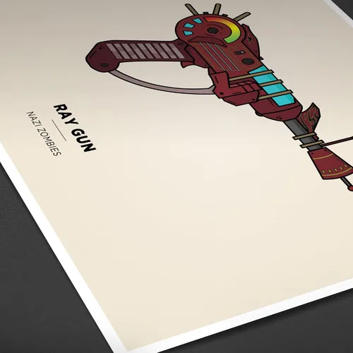 Vista 4 de Póster de ilustración Ray Gun, sin marco, papel fotográfico de alta calidad, decoración perfecta para jugadores (12 x 16 pulgadas)