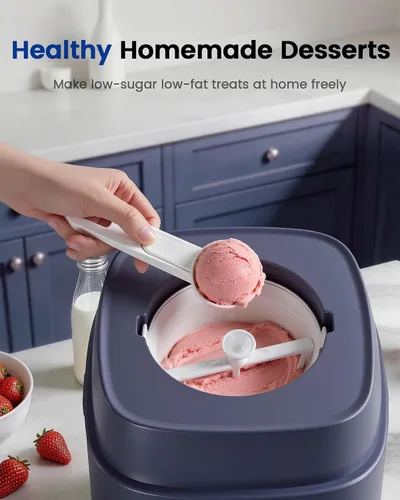 Vista 6 de Compresor 4 en 1 para hacer helados (1.0 cuartos de galón), sin precongelación, máquina automática de yogur, máquina de servir yogur congelado
