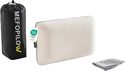 Vista 15 de Almohada de viaje de espuma viscoelástica con funda lavable y bolsa de transporte, almohada de cuello compacta, suave y transpirable para avión
