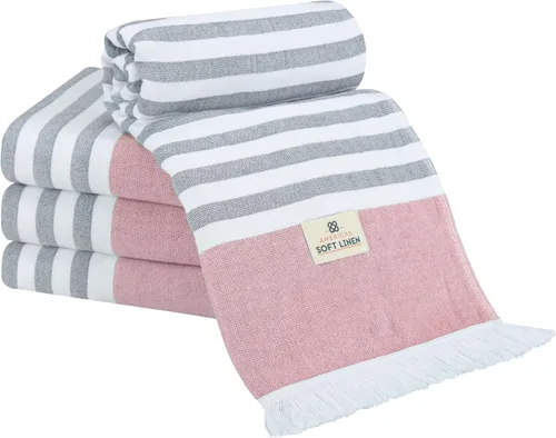Vista 24 de American Soft Linen Toallas de playa peshtemal turcas 100% algodón, tamaño 35 x 60 pulgadas, paquete de 4 toallas de natación para toallas de playa