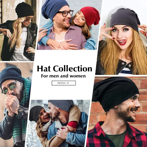 Vista 4 de Century Star Gorro de algodón suave unisex holgado y holgado de hip-hop ligero y elástico