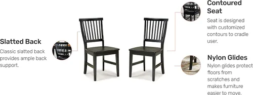 Vista 6 de Homestyles Arts & Crafts - Sillas de comedor negras, juego de 2