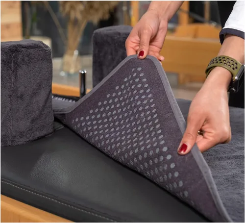 Vista 5 de Pilates Reformer - Toalla antideslizante (incluye 2 fundas de hombro para bloques) (gris oscuro)