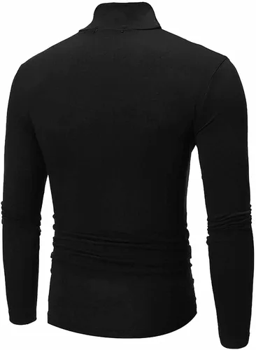 Vista 3 de Camiseta casual ligera de cuello alto para hombre, ropa interior de manga larga, para invierno, básica, delgada, suave, cómoda, elástica