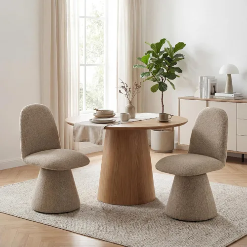 Vista 11 de DUOMAY Juego de 2 sillas de comedor giratorias de 360°, modernas de mediados de siglo, tapizadas con respaldo alto, base giratoria silenciosa, silla