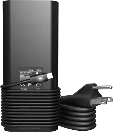 Vista 8 de Cargador portátil USB C de 130 W para Dell XPS 15 17 Cable de alimentación Negro