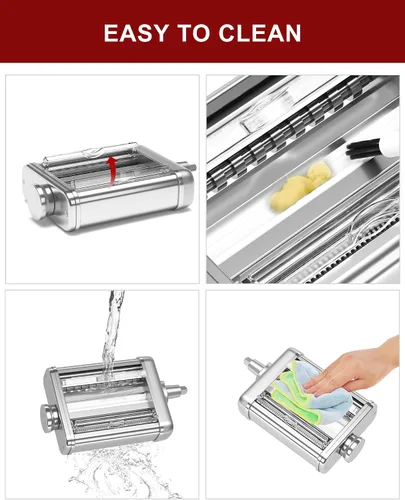 Vista 8 de Accesorio de pasta 3 en 1 para batidora de pie KitchenAid, máquina de pasta con rodillo de pasta, cortador de espaguetis y fettuccine, construcción