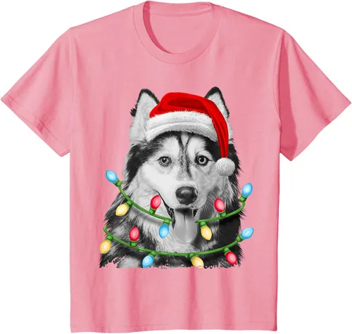 Vista 37 de Camiseta para niños con diseño de hachís siberiano con luces de árbol de Navidad Negro