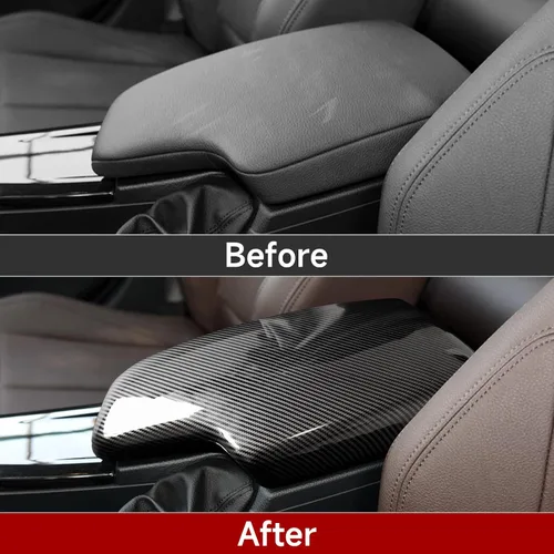 Vista 3 de Funda para reposabrazos de automóvil, caja de almacenamiento de tapa de color carbono, ajuste ABS para BMW F30 2012 2013 2014 2015 2016 2017 2018