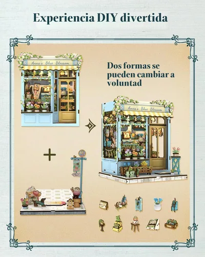 Vista 4 de Cutefun - Kit de rincón de libros - Kit de casa en miniatura DIY para adultos y adolescentes, kit de rompecabezas de madera 3D en miniatura con LED