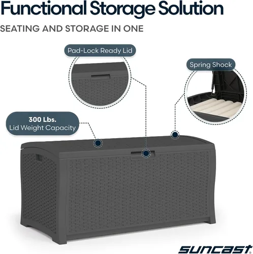 Vista 5 de Suncast DBW9936P - Cajón extra grande para terrazas de color gris oscuro