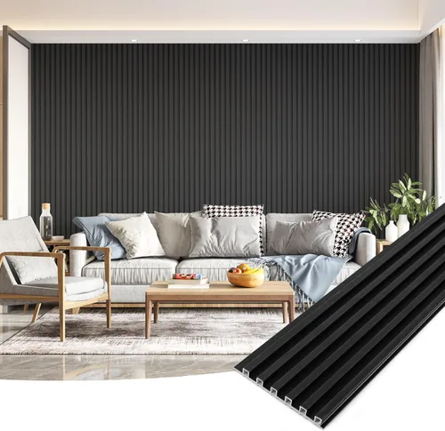Vista 11 de Paneles de revestimiento de pared de listones de madera, paquete de 3 paneles de pared 3D de WPC insonorizados para decoración de pared