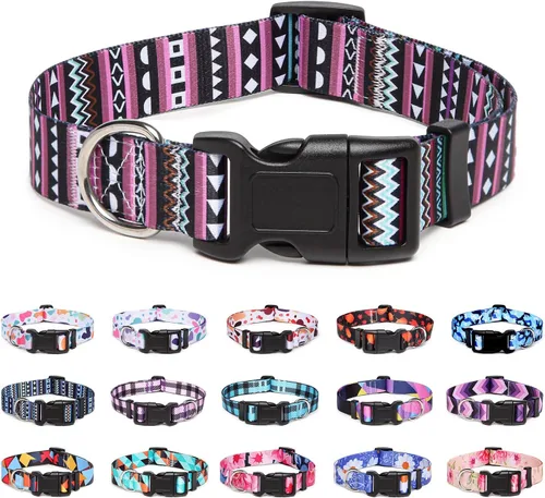 Vista 9 de Collar ajustable para perro con patrones, ultra cómodo, de nailon suave, transpirable, para perros pequeños, medianos y grandes (S, flecha)