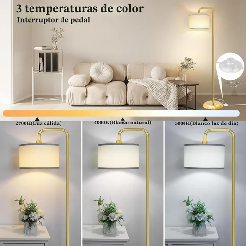 Vista 2 de [Actualizada] Lámpara de pie LED para sala de estar, lámpara de pie de 3 temperaturas de color con interruptor de pie, lámpara de pie moderna alta